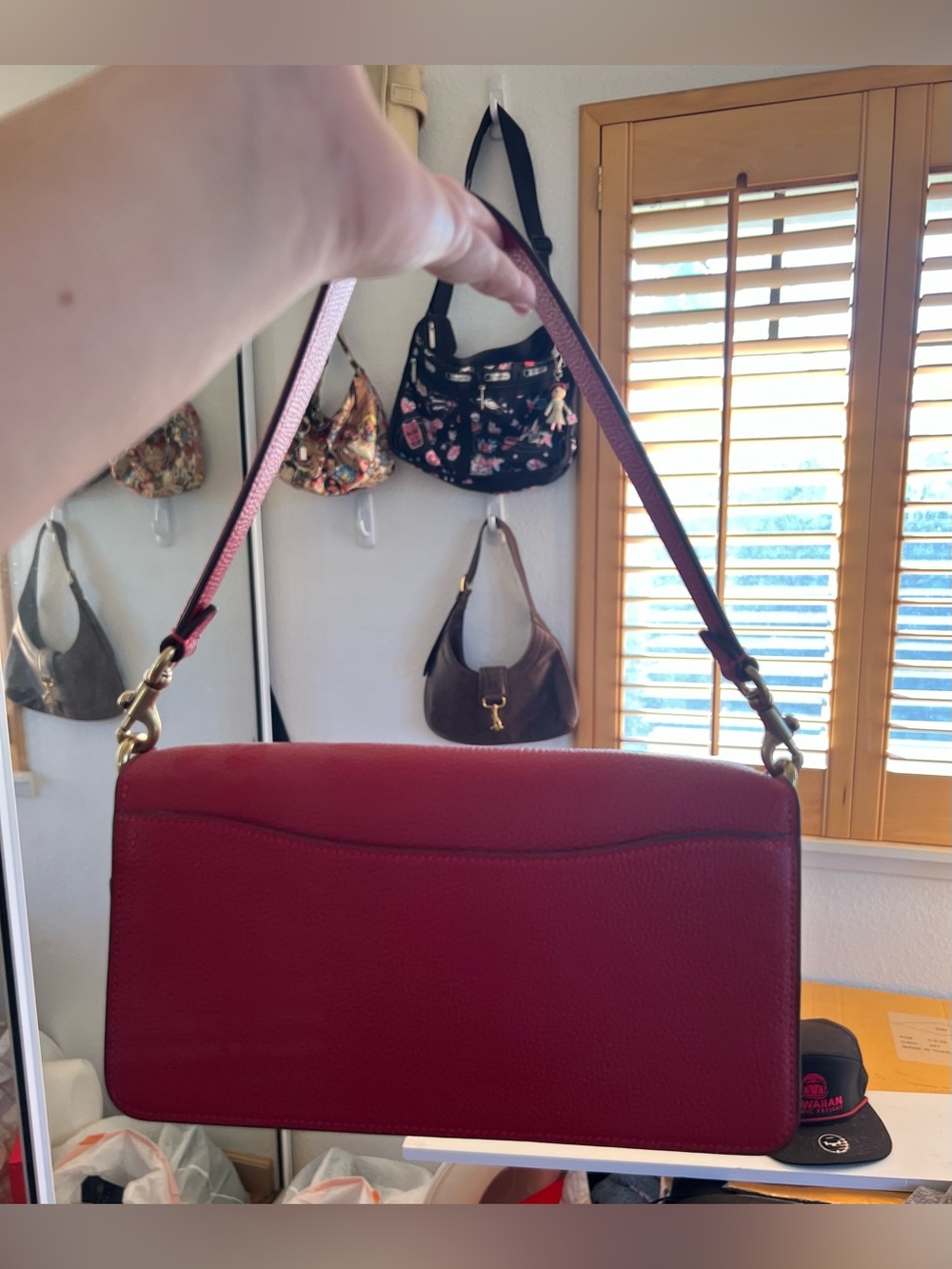 Red Coach Shoulder Bag with Gold Hardware - Picture 2 of 3